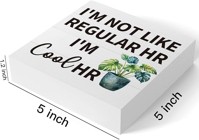 mmiishe Office Gifts for HR Coworker Desk Decoration Hr Gifts for Women | Funny Desk Decor Hr Gift for Colleagues Leader Boss Cubicle Accessories for Office Meeting Rooms Wooden Box Sign 5 x 5 Inches