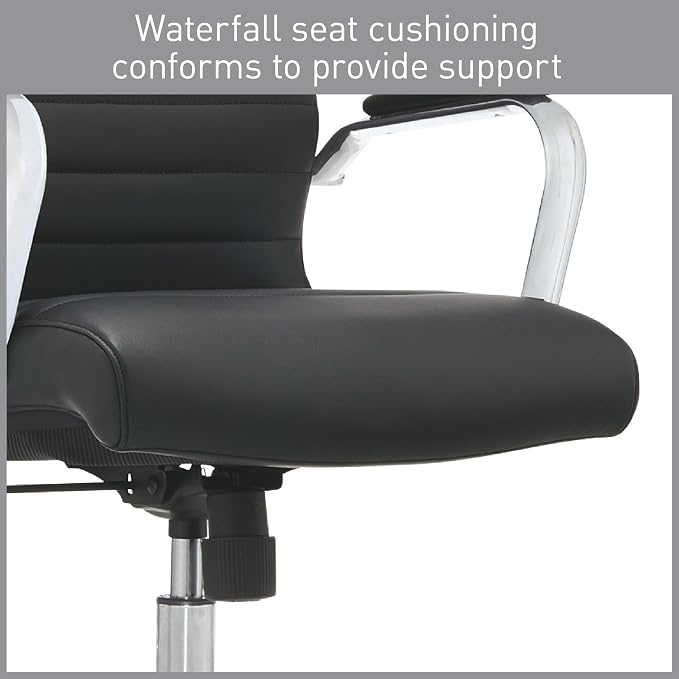 Realspace® Modern Comfort Series Winsley Bonded Leather Mid-Back Chair, Black