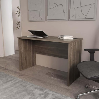 Minimalist Home Office Desk with Cable Management - Dark Walnut Finish
