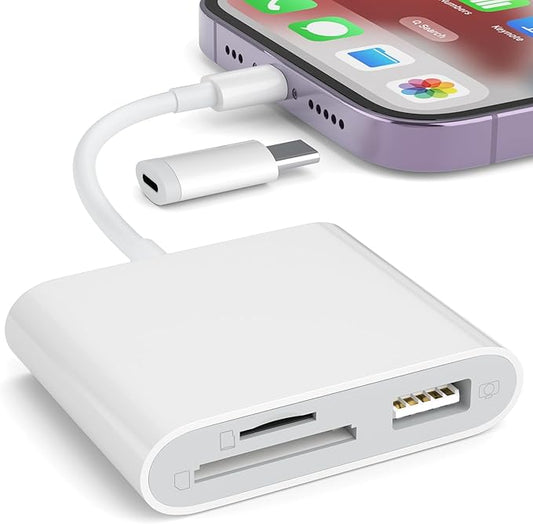 SZHAIYIJIN SD Card Reader for iPhone, Memory Card Reader with USB Camera Adapter Plug and Play Trail Game Camera Viewer Supports SD and TF Card MicroSD Card Adapter for iPad No App Required