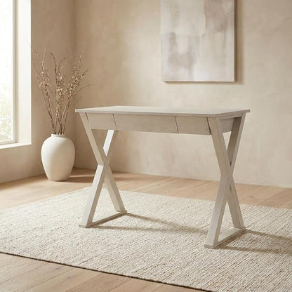 White Desk with Hutch, Stylish Workspace, Durable, Space-Saving, Ideal for Home and Professional Office Environments