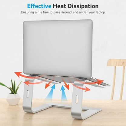OMOTON Laptop Stand, Detachable Laptop Mount, Aluminum Laptop Holder Stand for Desk, Compatible with MacBook Air/Pro, Dell, HP All Laptops (11-16 inch), Silver