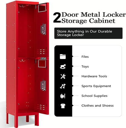 BUTISOW Metal Lockers - 66" Height Steel Lockers for Employees with 2 Door Storage Locker with Card Slot for Employees Gym School Home Office Garage - Assembly Required