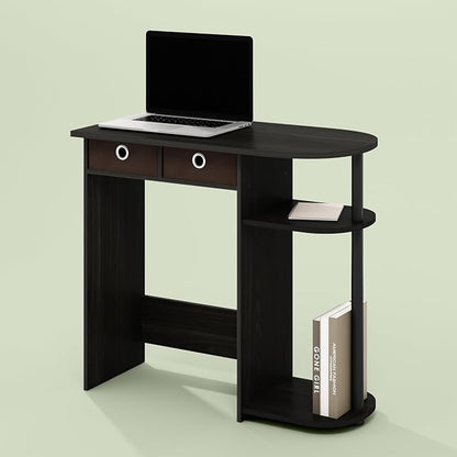 Varel Compact Computer Desk with Bin Drawers and Shelves, Charcoal/Black