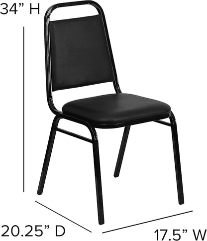 Flash Furniture Hercules Series Trapezoidal Vinyl Banquet and Event Chair, Commercial Event Chair with Padded Seat and Back, Black