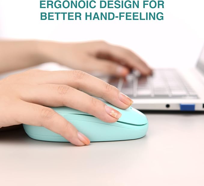 Rii Wireless Mouse RM700 2.4G Silent Mouse with USB Nano Receiver for Laptop,PC,Mac,Chromebook,Windows (Light Cyan)
