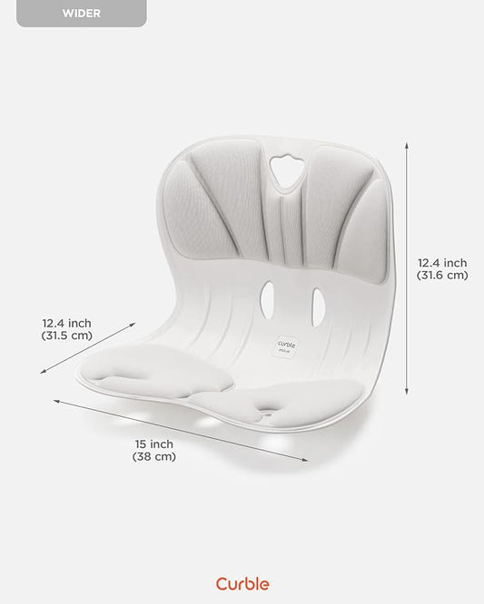 curble Wider 2 Pack – Ergonomic Desk Chair Seat Cushion, Everyday Passive Posture Trainer for Work from Home, Office & Car, Breathable Lumbar Support (Grey)