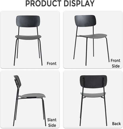 Sidanli Stackable Chairs Set of 4, Waiting Room Chairs with Metal Legs and Ergonomic Plastic Seat, Stacking Office Chairs for Conference Reception Church Banquet, Black
