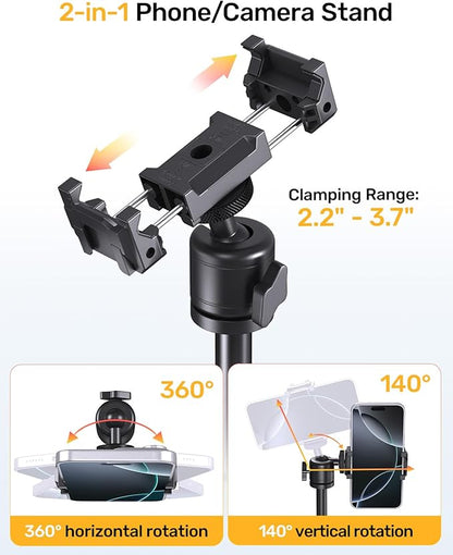 Upgraded Webcam Stand for Desk, Telescopic Webcam Tripod Mount with Ball Head, Compatible with Logitech Camera C922 C930e C920S C920 C615 C960 C920x BRIO 4K NexiGo N60, Phone Holder with 1/4" Thread