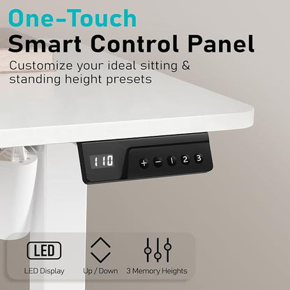 35" Electric Standing Desk Adjustable Height, Small Sit Stand Desk for Home Office & Computer Workstation, Compact Work Desk with Cable Management (White)