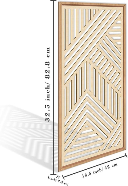 IARTTOP Large Boho Wooden Wall Art 16x32 Inch Framed Mid century Modern Wood Wall Decor Minimalist Modern Bohemian Decor for Dining Room Living Room Bedroom Set of 3