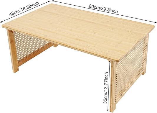 Japanese Floor Table Foldable Bamboo Low Table for Sitting on the Floor, Natural Coffee Table Minimalist Tatami for Home Office, Meditation & Tea Ceremony (Easy Storage) (31.5*18.89*13.77Inch)