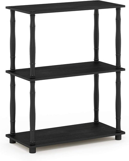 Furinno TURN-N-TUBE Storage Shelves, 3-Tier Book Shelf, Corner Shelf, Toolless Open Shelves, for Organization and Storage, Living Room, Garage, Home Office, Americano