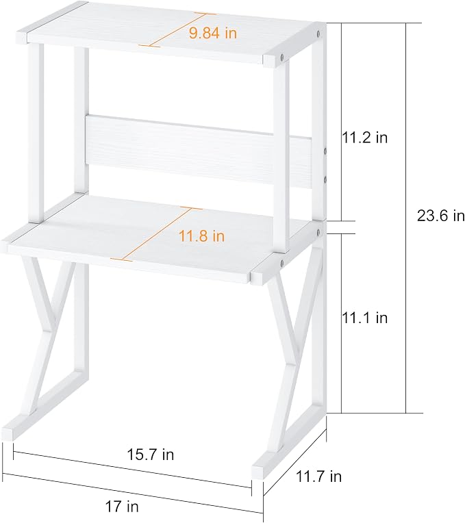 aboxoo Desktop Printer Stand with 3 Tier Wood Storage Shelves,Under Desk Printer Table,Multi-Purpose Home Office Desk Organizer for Fax Machine, Scanner (White)