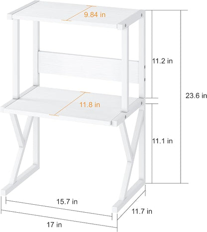 aboxoo Desktop Printer Stand with 3 Tier Wood Storage Shelves,Under Desk Printer Table,Multi-Purpose Home Office Desk Organizer for Fax Machine, Scanner (White)