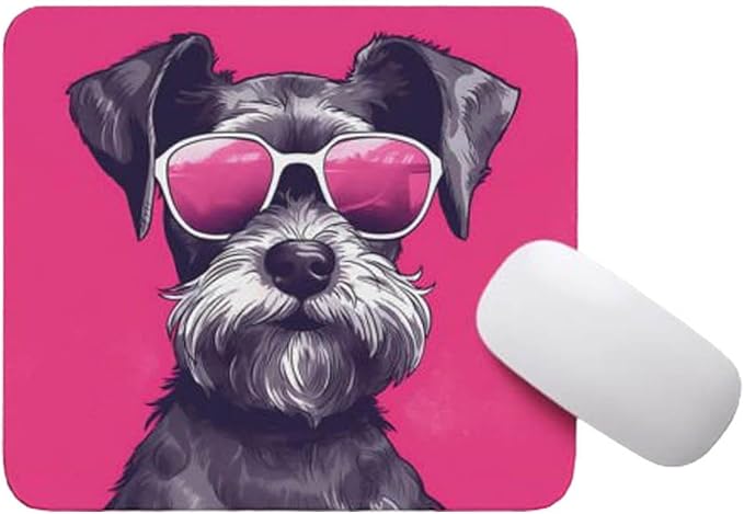 Pink Mousepad Glamour Dog Miniature Schnauzer Mouse Pad for Home Office Gaming Working Desk Computer Desktop Accessories Non-Slip Rubber Mousepad for Dog Lovers