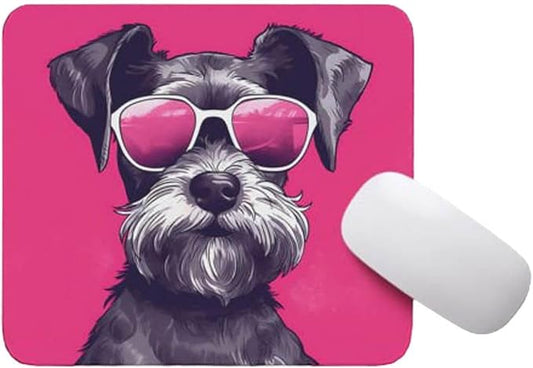 Pink Mousepad Glamour Dog Miniature Schnauzer Mouse Pad for Home Office Gaming Working Desk Computer Desktop Accessories Non-Slip Rubber Mousepad for Dog Lovers