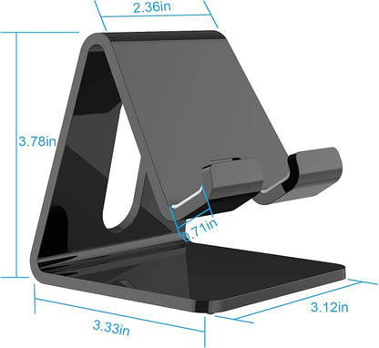 Crpich Acrylic Phone Stand, Ergonomic Design for Apple iPhone and Samsung Galaxy, Compatible with 4-8 Inch Screens, Black