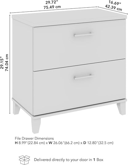 Bush Home 2 Drawer Lateral File Cabinet, Letter and Legal-Size Document Storage for Home or Professional Office, Somerset Collection, White