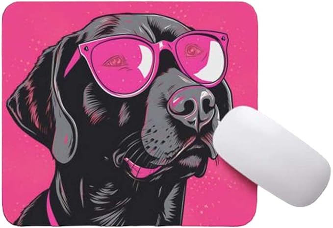 Pink Mousepad Glamour Dog Labrador Retriever Mouse Pad for Home Office Gaming Working Desk Computer Desktop Accessories Non-Slip Rubber Mousepad for Dog Lovers