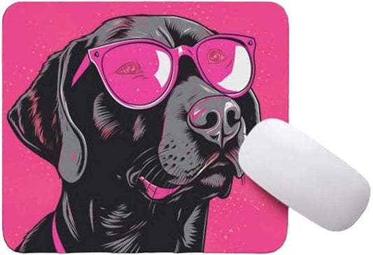 Pink Mousepad Glamour Dog Labrador Retriever Mouse Pad for Home Office Gaming Working Desk Computer Desktop Accessories Non-Slip Rubber Mousepad for Dog Lovers