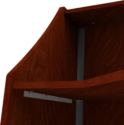 Linea Italia ZUC293 Corner Modern Office Reception Desk with Counter, Tool-Free Assembly, Reception Counter for Lobby, Salon, 48" x 48", Cherry
