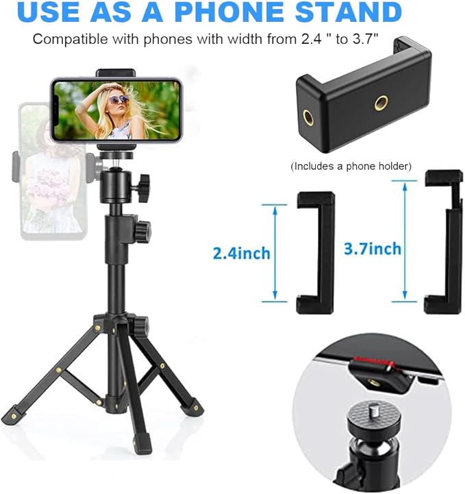 Webcam Tripod Stand, Extendable Webcam Stand for Desk Small Camera Tripod for Logitech Webcam C922 C930e C920S C920 C615 C960 C920x BRIO 4K, NexiGo N60, Right Light, GoPro, DSLR, Projector, and More