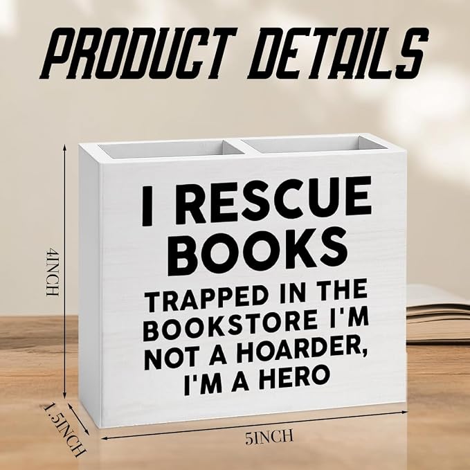 Book Gifts for Book Lovers Reader Writer Librarian book Wooden Pencil Holder desk decor for Library Office Christmas Birthday Holder2821