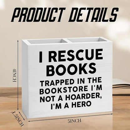Book Gifts for Book Lovers Reader Writer Librarian book Wooden Pencil Holder desk decor for Library Office Christmas Birthday Holder2821