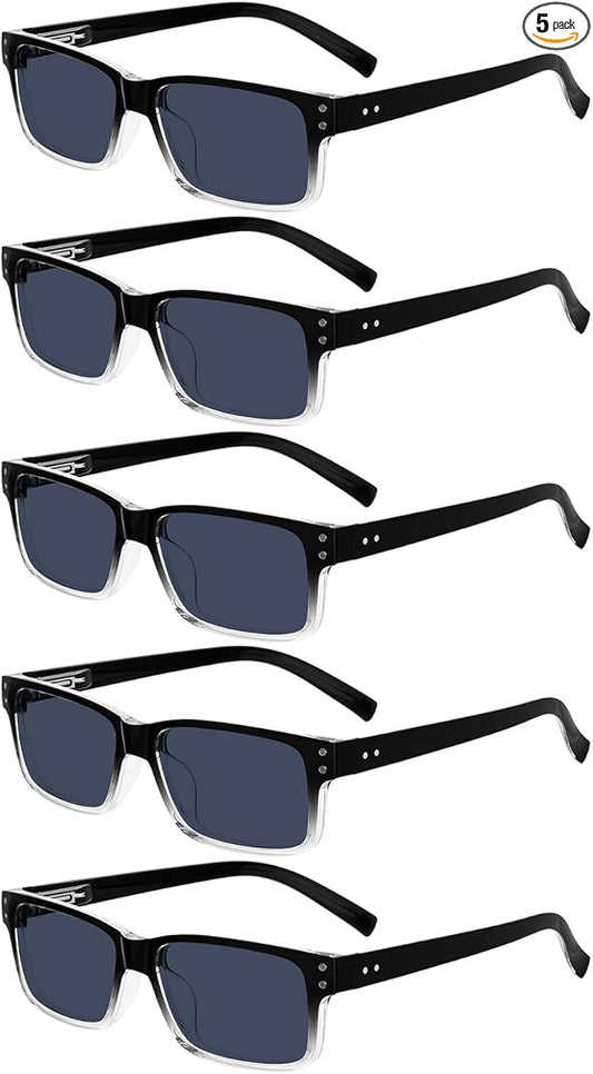 Eyekepper Vintage Reading Sunglasses for Men - 5 Pack Grey Tinted Lens Readers +2.50