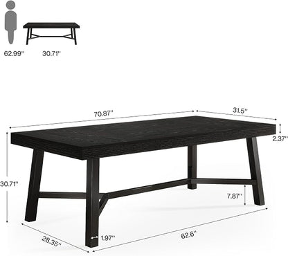 Tribesigns 71-Inch Executive Desk, Farmhouse Office Computer Desk with Sturdy Leg Structure, Rectangular Writing Table Business Furniture for Home Office, Black
