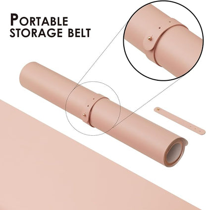 Leather Desk Mat - Non-Slip PU Pad for Office & Home - Organization Accessory - Ideal for Large Mouse Pad & Desk Mat (Pink, 36"x 17")