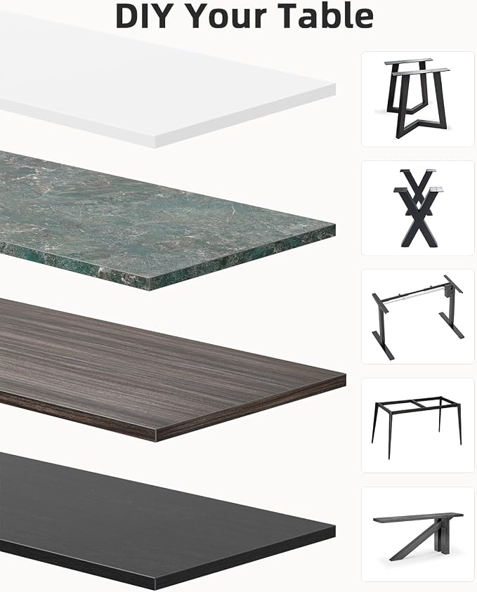 Universal 48 x 24 One-Piece Solid Wood Table Top, 1" Thick Desktop for Stand Up Height Adjustable Desk Frames, Home Office Tabletop, Countertop DIY