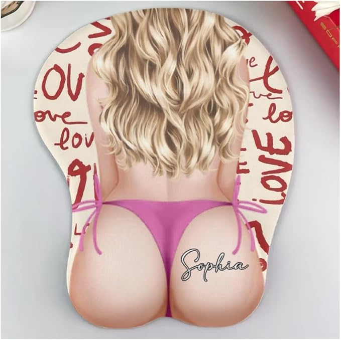 Big Butt Funny & Naughty - Personalized Mouse Pad, Big Butt Sexy Body 3D Mouse Pad for Naughty Couple Funny Coworkers Troll, Adult Jokes Gifts for Couple Coworker Troll