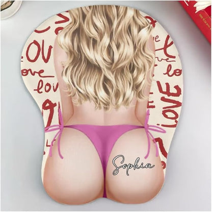 Big Butt Funny & Naughty - Personalized Mouse Pad, Big Butt Sexy Body 3D Mouse Pad for Naughty Couple Funny Coworkers Troll, Adult Jokes Gifts for Couple Coworker Troll