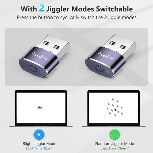 Auedrot USB Mouse Mover with Switch Button, Automatic Mouse Jiggler with 2 Modes, Keep Computer/Laptop Awake - Purple