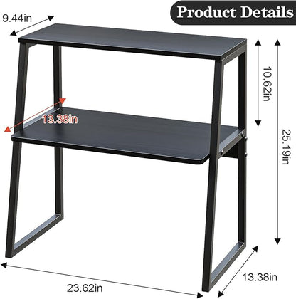 Arbuxzuy Printer Stand, Desktop Printer Shelf, 3 Tier Desk Shelf for top of Desk, Large Printer Stands Office Organization Shelves for Home Office Printer Fax Book, Black