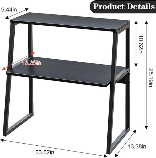 Arbuxzuy Printer Stand, Desktop Printer Shelf, 3 Tier Desk Shelf for top of Desk, Large Printer Stands Office Organization Shelves for Home Office Printer Fax Book, Black