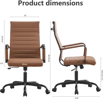 Leather Office Desk Chair, Conference Room Chairs with Wheels, Modern Executive Computer Guest Chairs with Arms