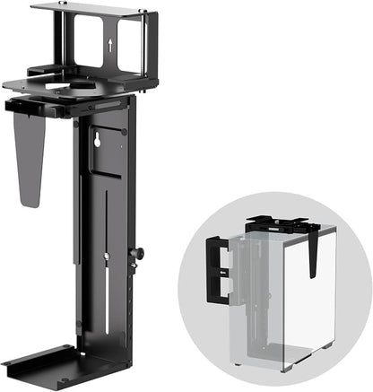 Pholiten Under Desk CPU Mount, Universal Desk Leg CPU Mount, 3.94 to 11.61 Inch Wide Computer Case CPU Hanger Holder, Table Beam CPU Mount Bracket Computer Tower Wall and Under Counter Holder