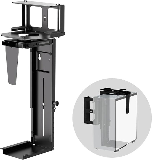Pholiten Under Desk CPU Mount, Universal Desk Leg CPU Mount, 3.94 to 11.61 Inch Wide Computer Case CPU Hanger Holder, Table Beam CPU Mount Bracket Computer Tower Wall and Under Counter Holder