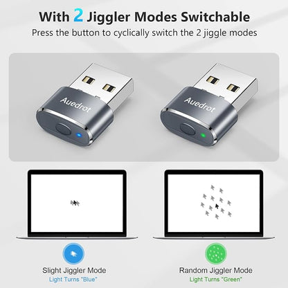 AUEDROT Mouse Jiggler Undetectable Mouse Jiggers USB Mouse Mover with Switch Button, Automatic Mouse Wiggler with 2 Jiggle Modes, Mouse Mover Device, Plug & Play, Keep Computer/Laptop Awake, Gray