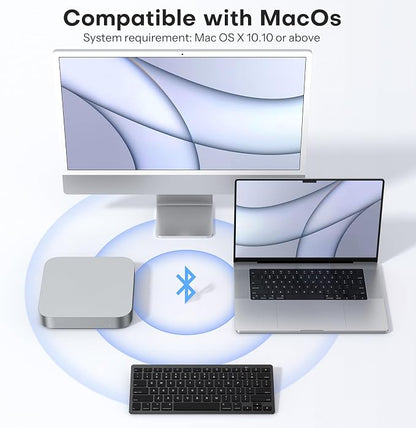 OMOTON Bluetooth Keyboard Compatible with Mac, Compact Wireless Keyboard Compatible with MacBook Pro/Air, iMac, Mac mini/Pro Laptop and PC, Dark Black