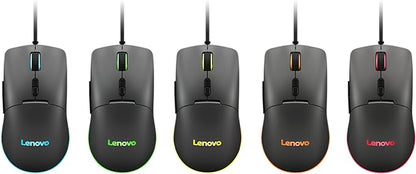Lenovo M210 RGB Wired Gaming Mouse for PC, Laptop, Computer with Windows & Chrome OS - 3 Zone RGB, 8000 DPI Adjustable Sensor, 7 Programmable Buttons – Palm Grip Mouse for Gamers (Black)