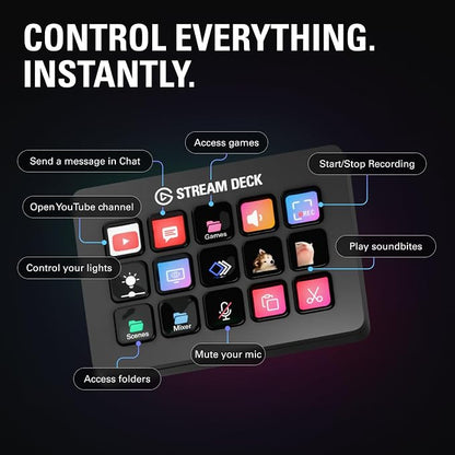 Elgato Stream Deck MK.2 Studio Controller, 15 Macro Keys | Trigger actions in OBS, Twitch, YouTube and more, Visual feedback, Hundreds of plugins, Works with Mac and PC