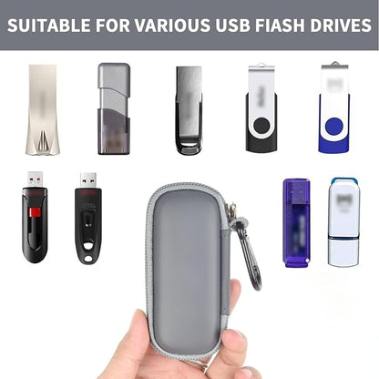 USB Flash Drive Case, SD Card Holder Compatible with Thumb Drive, Memory Cards, SDXC SDHC Storage Bag, Electronic Accessories Organizer for SanDisk for Samsung for Inland (Dark Grey)