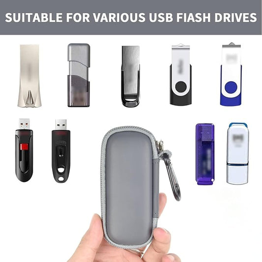 USB Flash Drive Case, SD Card Holder Compatible with Thumb Drive, Memory Cards, SDXC SDHC Storage Bag, Electronic Accessories Organizer for SanDisk for Samsung for Inland (Dark Grey)