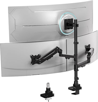 WALI Triple Monitor Mount, up to 49'' Ultrawides on Top Bracket and 34'' Screens on Side Brackets, Extra Tall 3 Monitors Desk Mount, Heavy Duty Monitor Arm up to 44 lbs (GSDM003N-P), Black