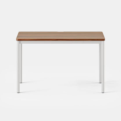 Branch Daily Desk - Functional at Home Office Desk with Effortless Assembly, Timeless Design, Rounded Corners, and Built-in Cable Notch - 36” W x 28.5” H x 24” D - Walnut White Work Table