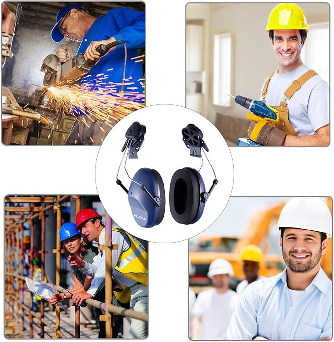 Noise Cancelling Helmet Attachable Ear Muffs Blocking Sound Reduction Ear Protection for Construction Site,Adaptors